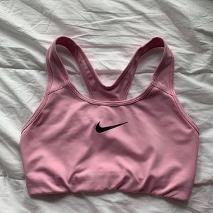 Pink Nike swoosh sports bra size M